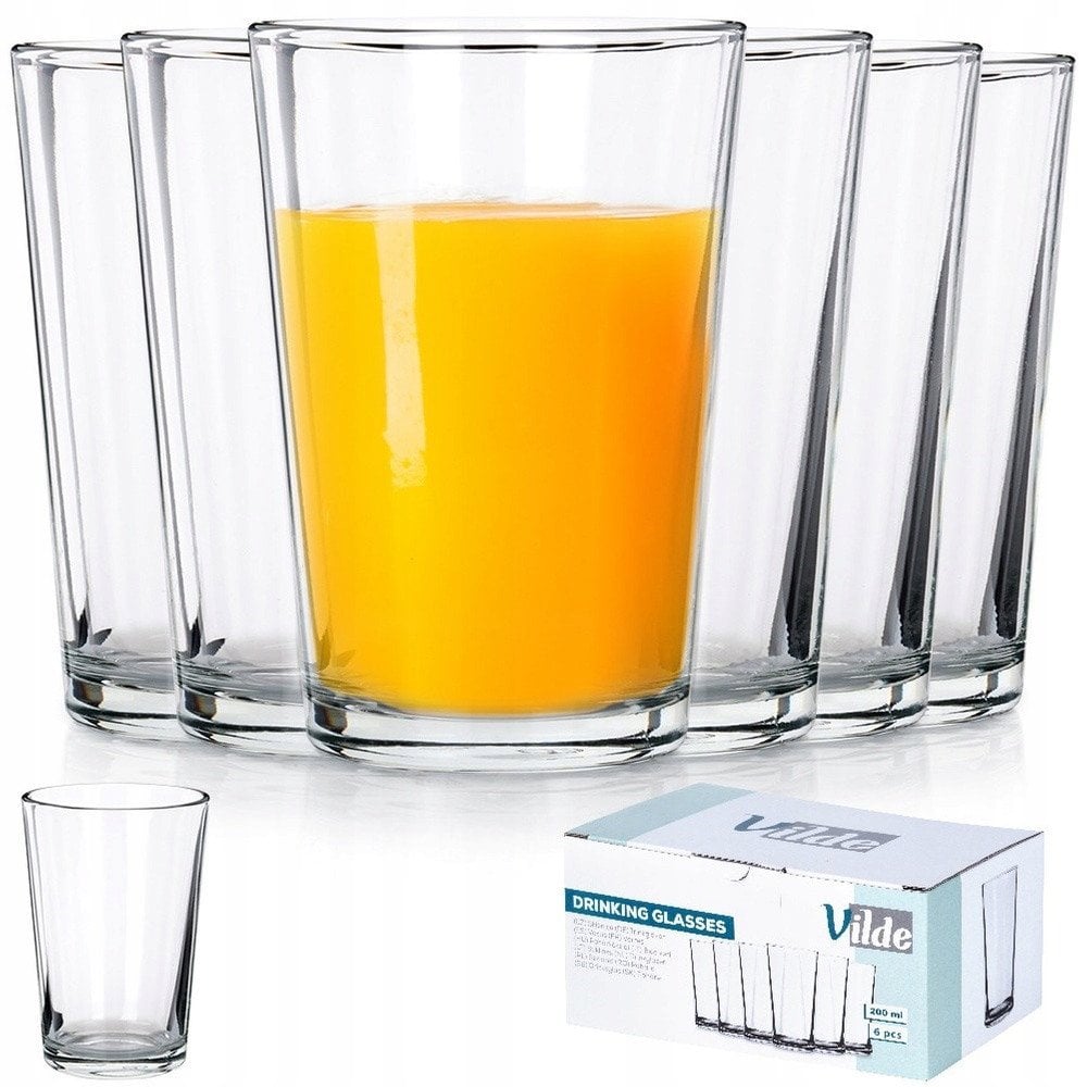 Zestaw Szklanki Kubki do Napojów Soku Wody VILDE 200 ml 6 szt.