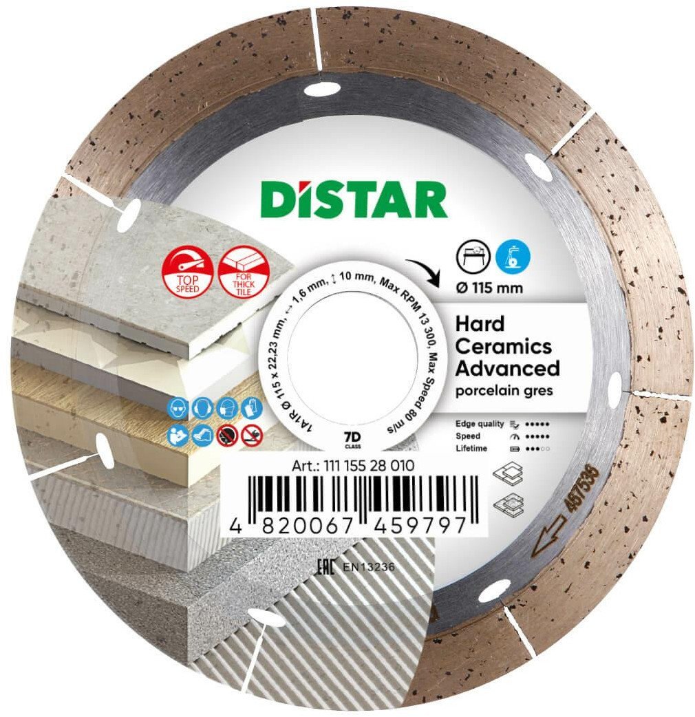 DISTAR TARCZA DIAMENTOWA HARD CERAMICS ADVANCED 115 x 1,6 x 10 x 22,23mm