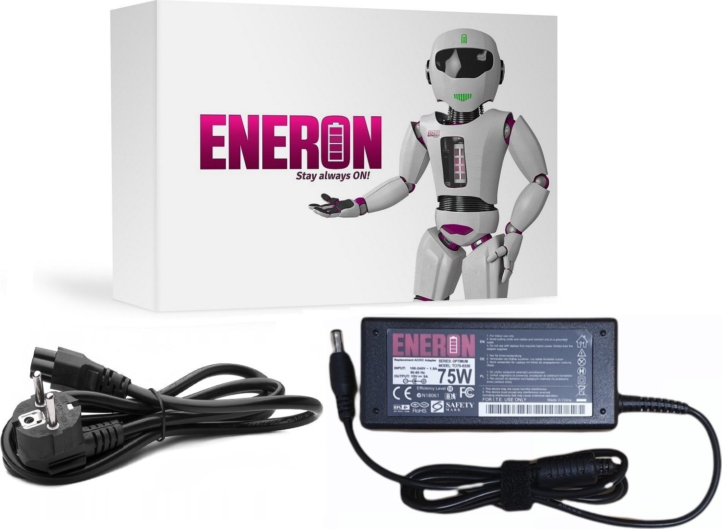 Zasilacz do laptopa Eneron 75 W, 5 A, 15 V