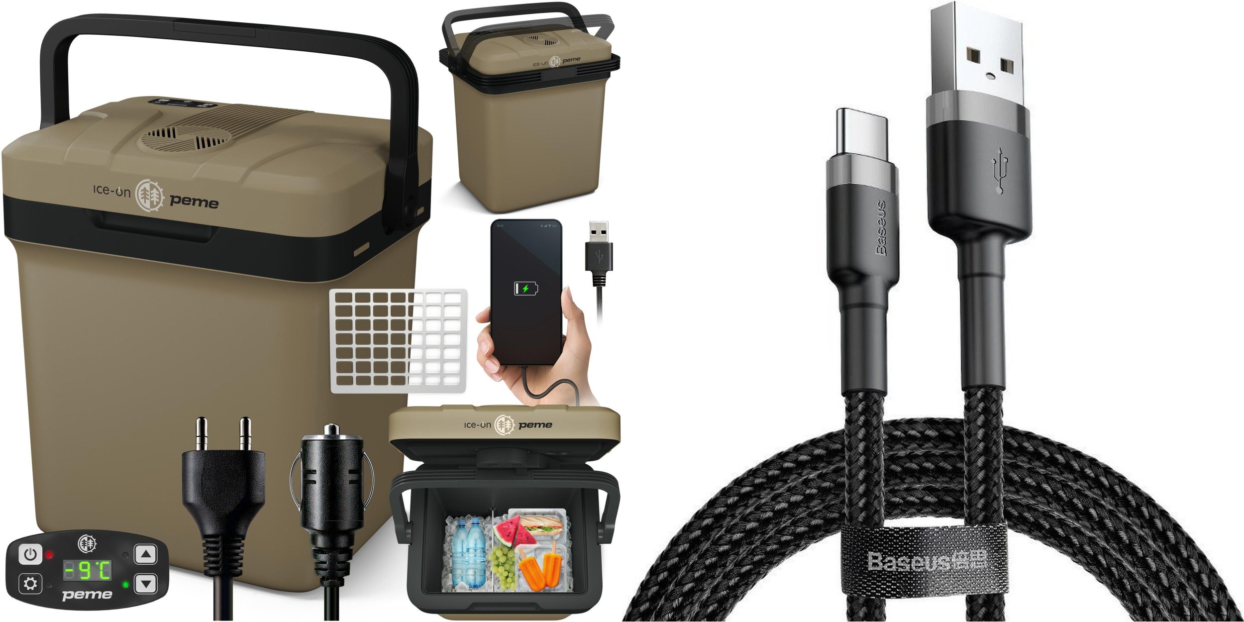 Lodówka turystyczna Peme Essential 27 Sand Storm + kabel usb