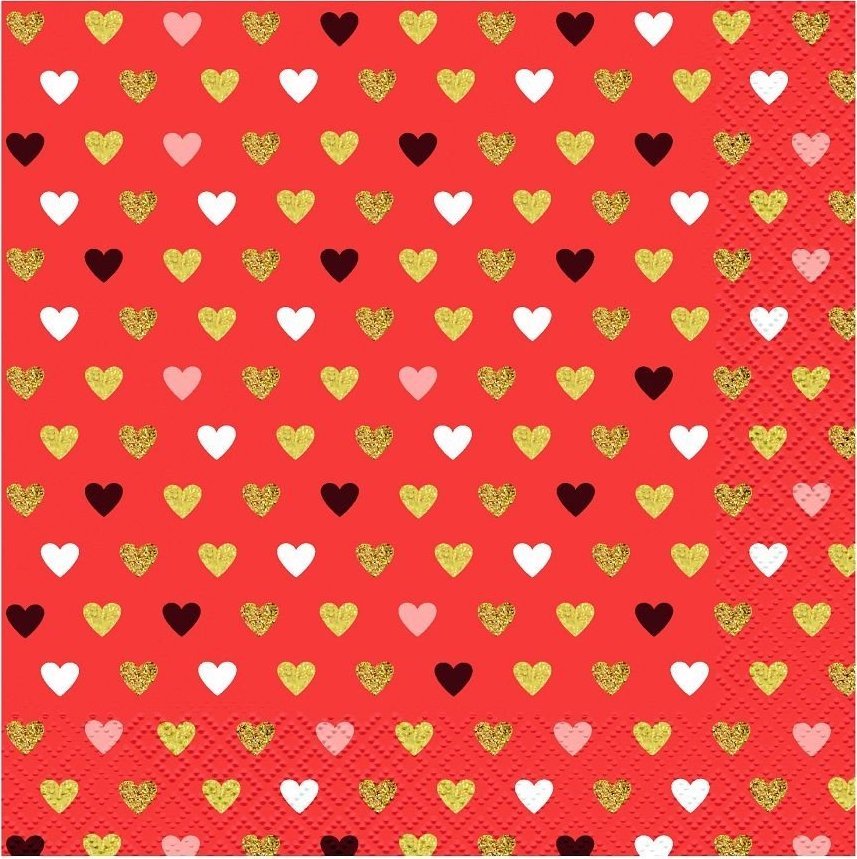 Serwetki papierowe ozdobne w serca na walentynki