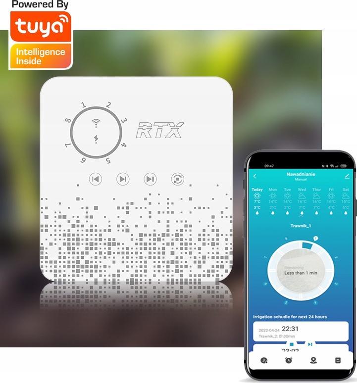 RTX Sterownik podlewania ogrodu TUYA WiFi 8 Stref