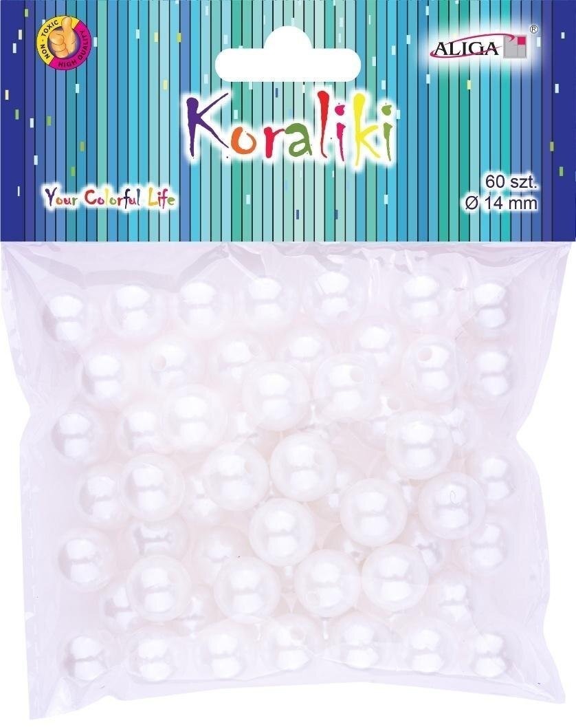 Aliga Koraliki plastikowe perłowe 14mm 60szt