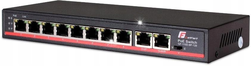Switch SWITCH POE GETFORT 8FE x POE + 2FE UPLINK 120W POE+