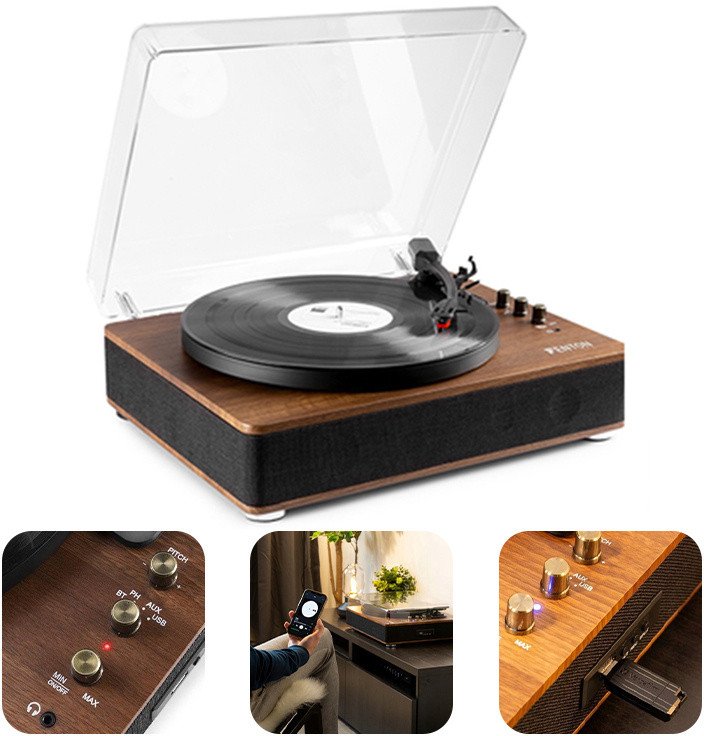 Gramofon Fenton Gramofon RP162 głośniki BT konwersja brązowy one size