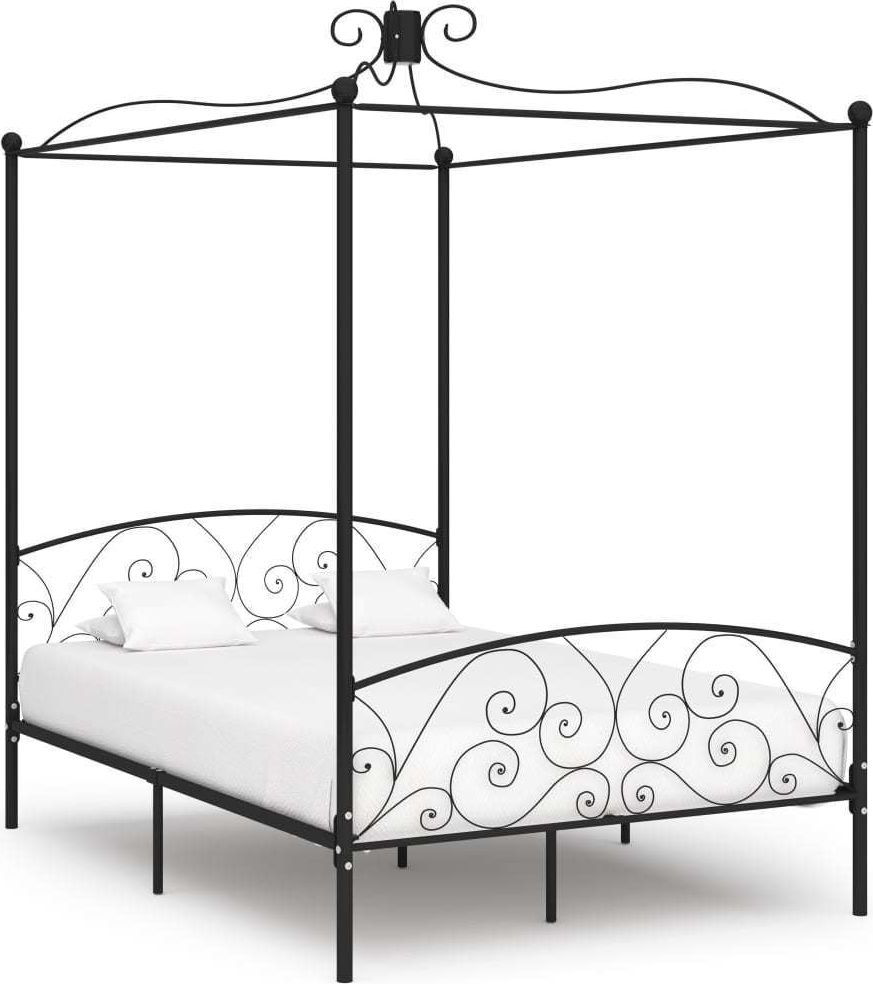 Фото - Ліжко VidaXL Rama łóżka z baldachimem, czarna, metalowa, 120 x 200 cm 