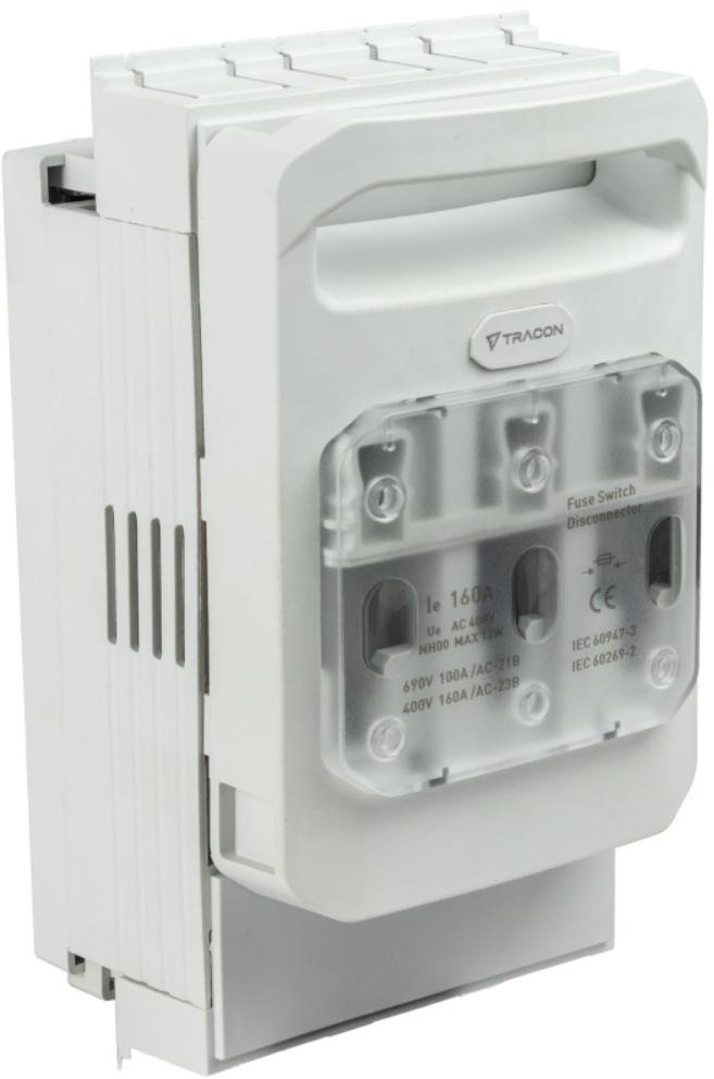 Tracon Electric Osprzęt instalacyjny Rozłącznik bezpiecznikowy do płyty montażowej NH00 poziomy zaci...
