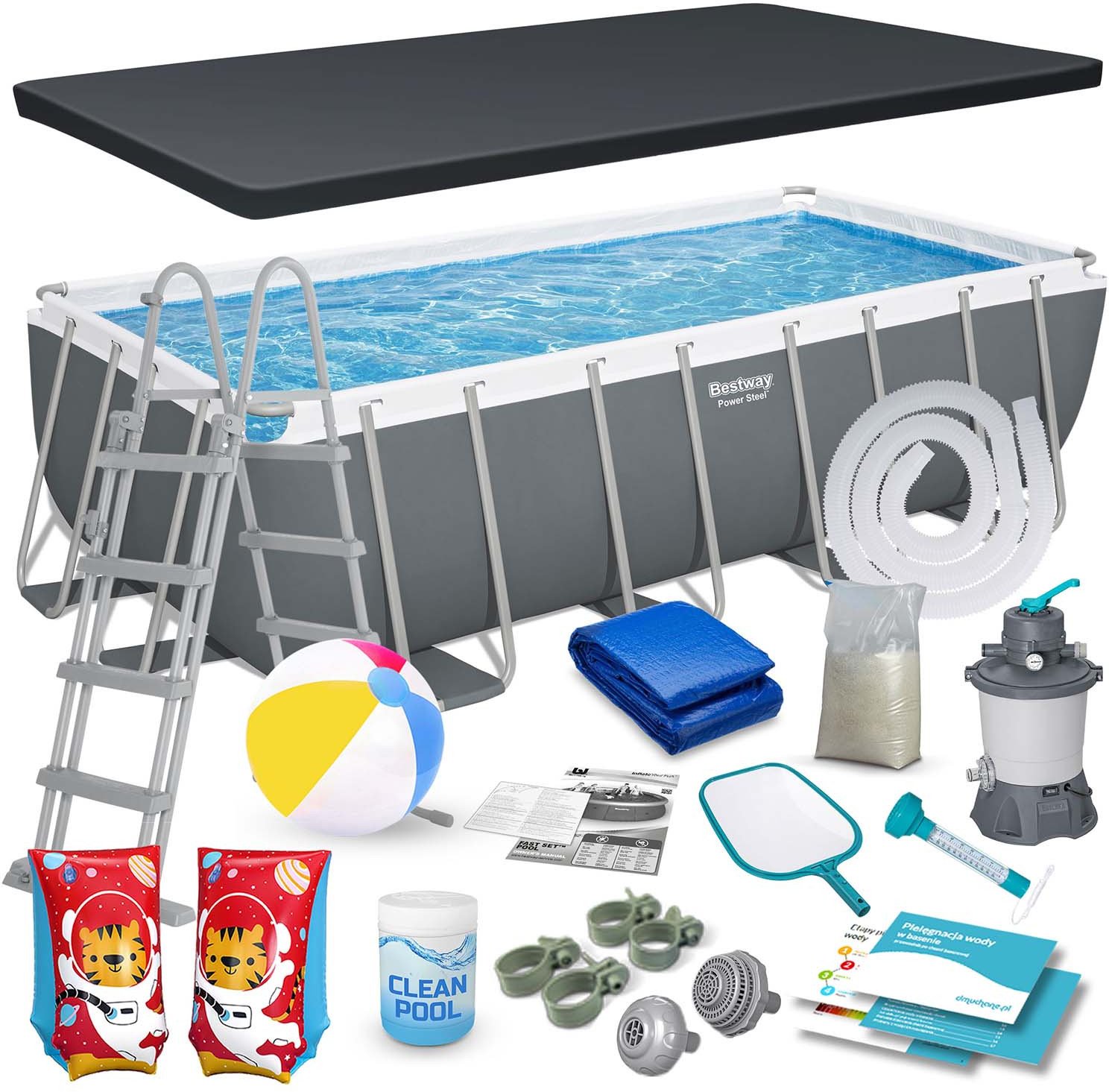 Basen ogrodowy stelażowy 488x244x122 cm 18w1 Bestway 56671N