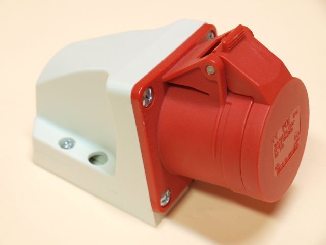 PCE Gniazdo stałe 32A 4P 400V czerwone IP44 mała obudowa (124-6k)