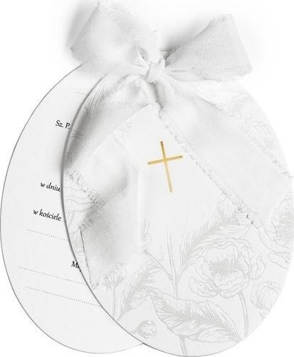 Zaproszenia komunijne Krzyż z gałązkami i kwiatami