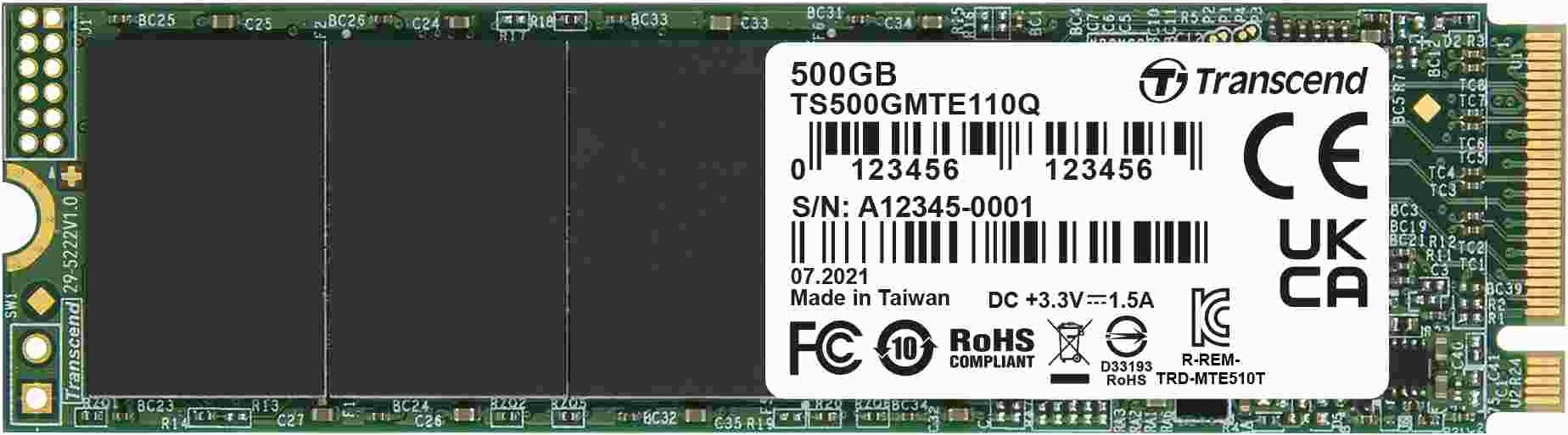 Dysk SSD Transcend 110Q 500GB M.2 2280 PCI-E x4 Gen3 NVMe (TS500GMTE110Q)