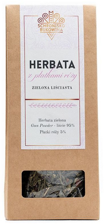 Schronisko Bukowina Zielona herbata z płatkami róży 80g -