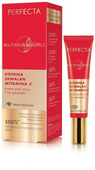 PERFECTA_Klinika Wieku krem pod oczy i na powieki Kofeina, Skwalan i Witamina C 15ml