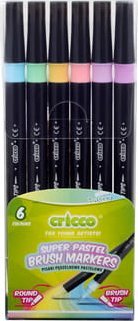Cricco Pisaki pastelowe pędzelkowe dwustronne 6 kolorów pvc etui [0|0]