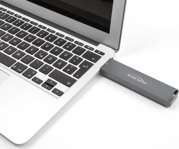 Delock DeLOCK External Enclosure M.2 NVMe PCle SSD, SATA SSD, Drive Enclosure (grey, with USB Type A...