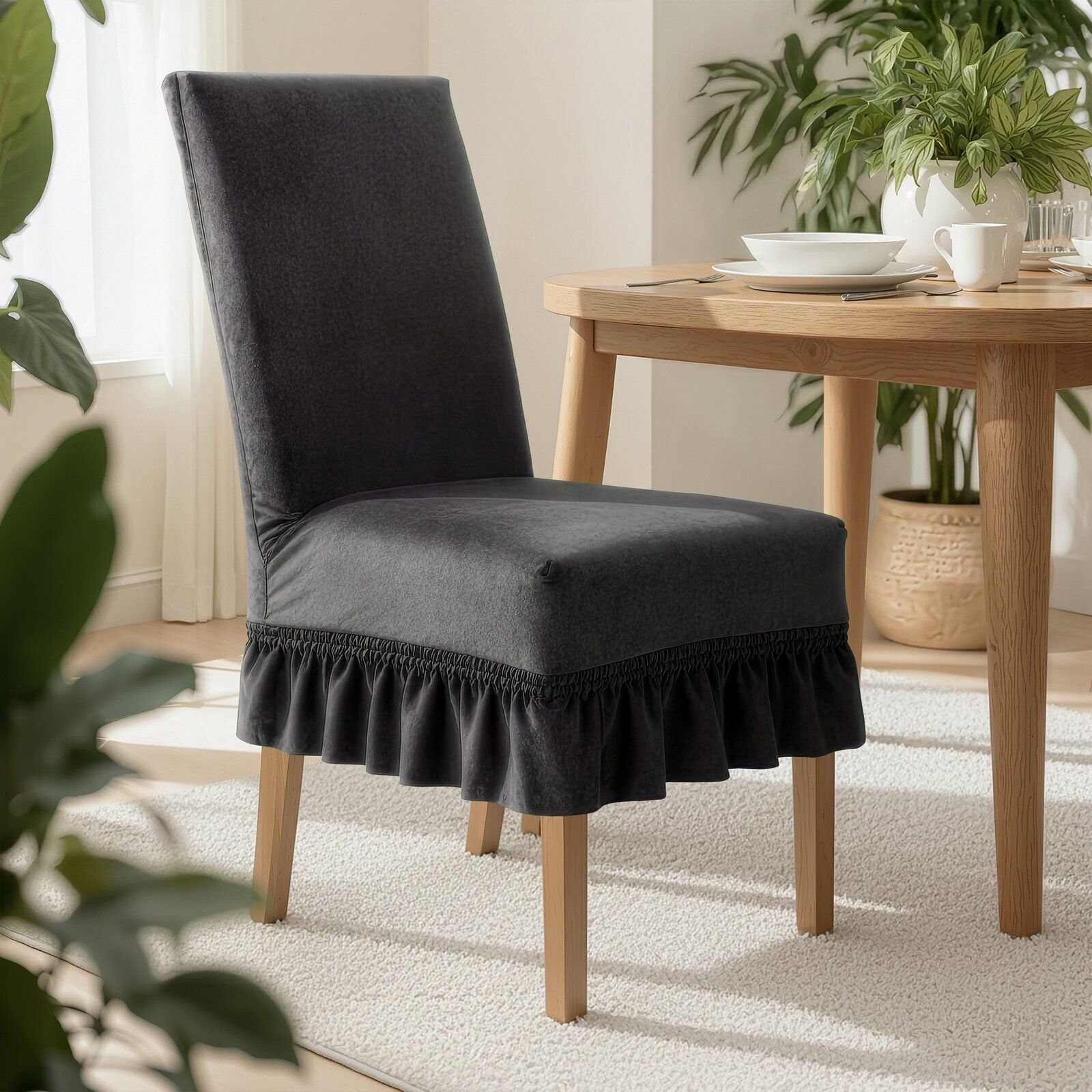 Aptel Pokrowiec na krzesło wodoodporny falbanka 35x55x30 cm stalowy