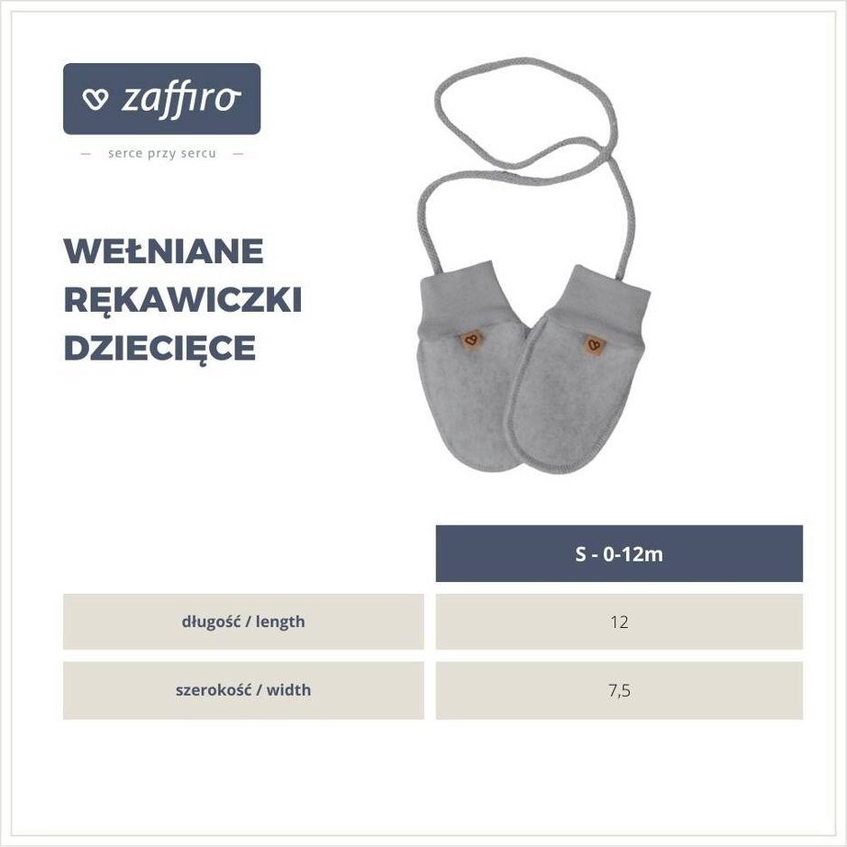 Zaffiro Zaffiro - Rękawiczki dziecięce Wełna premium 3-5 l Grey U
