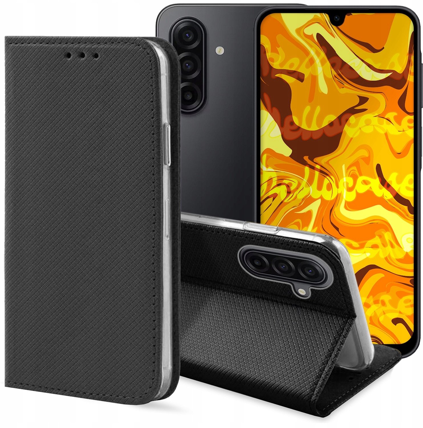 ETUI Z KLAPKĄ DO SAMSUNG GALAXY A17 5G CZARNE ZAMYKANE MAGNETYCZNE KABURA