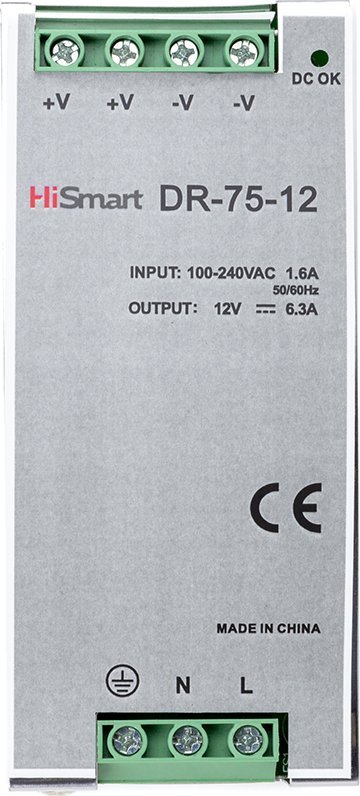 Zasilacz Hismart Maitinimo šaltinis 12V, 6.3A, 75W, DIN