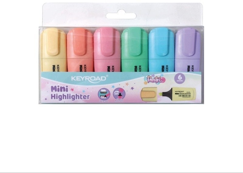 Keyroad Zakreślacze Pastel, mini, 6 szt., w pudełku, mix kolorów (KR973628)
