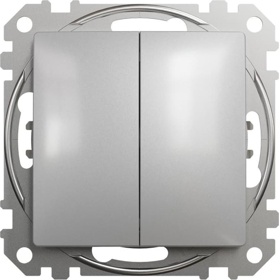 Schneider Electric Sedna Design, Przycisk podwójny, srebrne aluminium