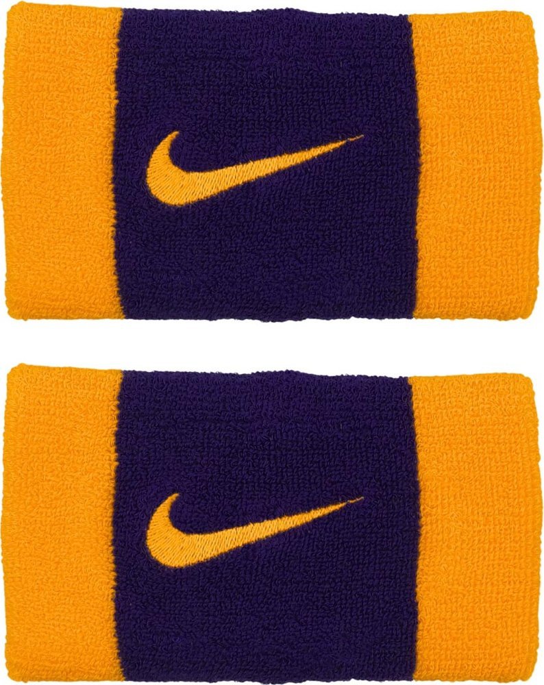 Nike Frotki na nadgarstki Swoosh Doublewide Wristbands fioletowo-żółte N0001586730