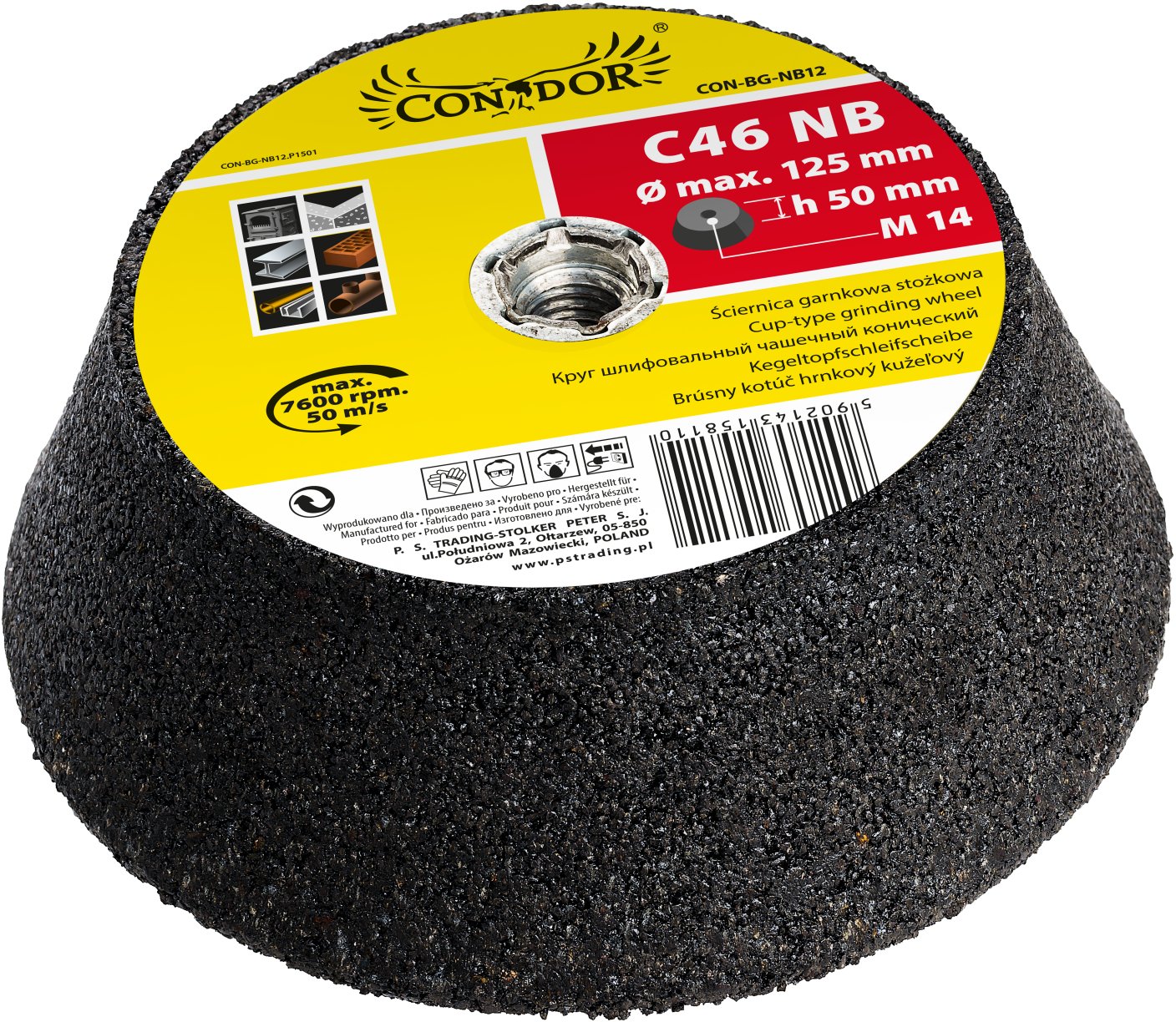 Drel DREL Ściernica garnkowa 125 mm stożkowa do betonu