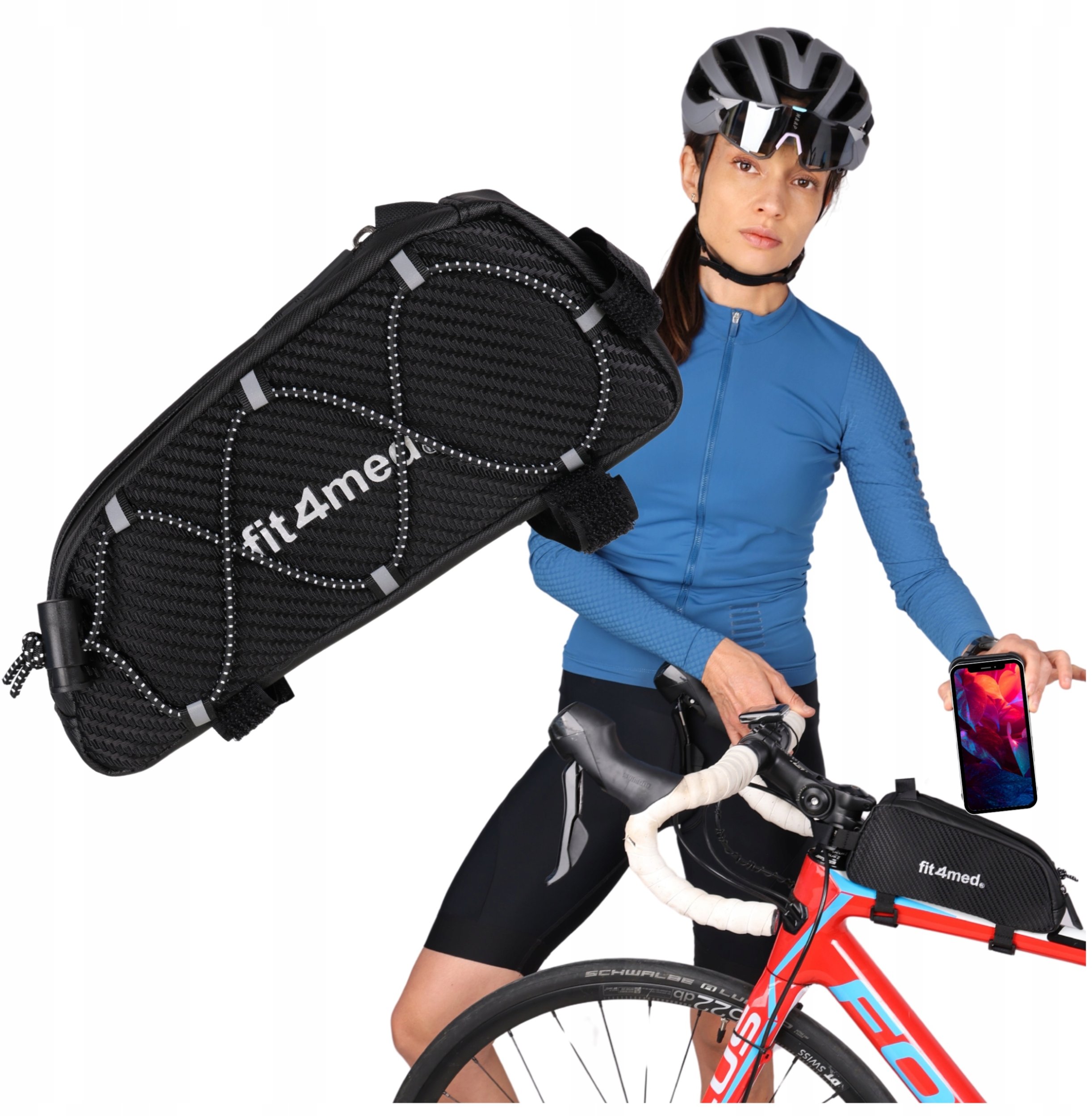 Fit4Med Torba Sakwa Na Rame Roweru Rowerowa Wodoodporna Z Plecionką Odblaskowa 1L