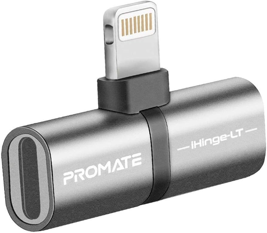 Adapter USB Promate Lightning - Jack 3.5mm + USB-C Szary (6959144039213)