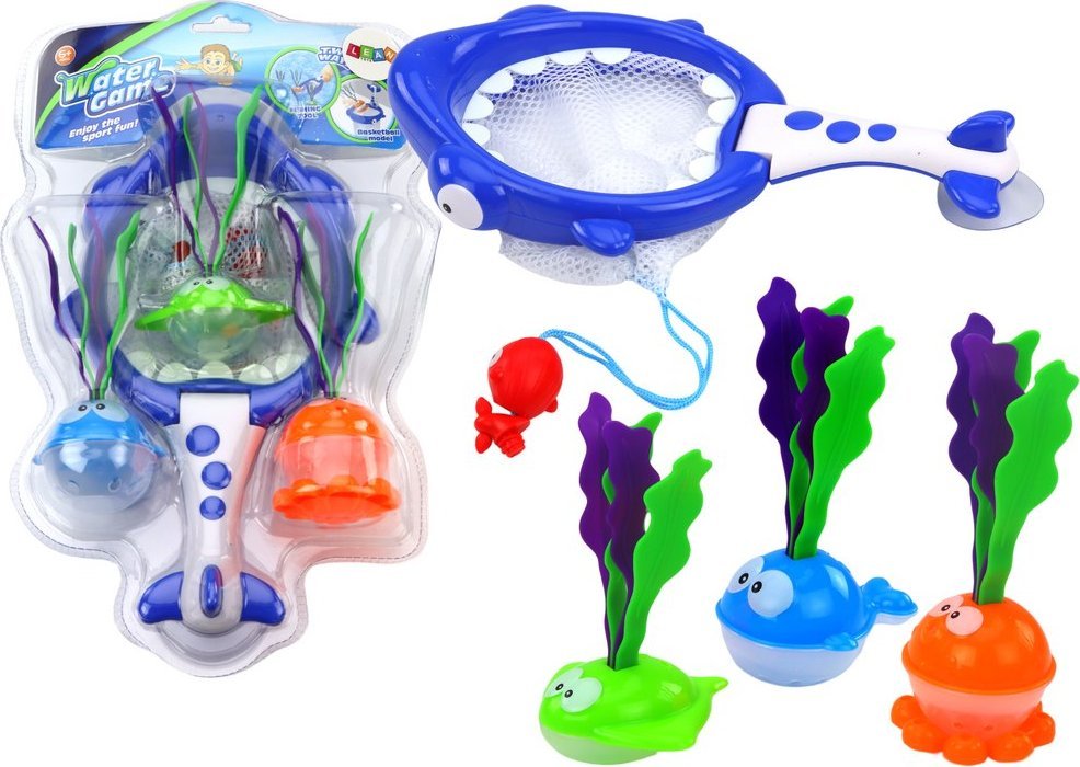 LeanToys Zabawki Do Kąpieli Sitko Kosz 2w1 Rekin Rybki z Glonami