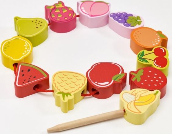 Classic World CLASSIC WORLD Drewniana nawlekanka owoce 13 el.