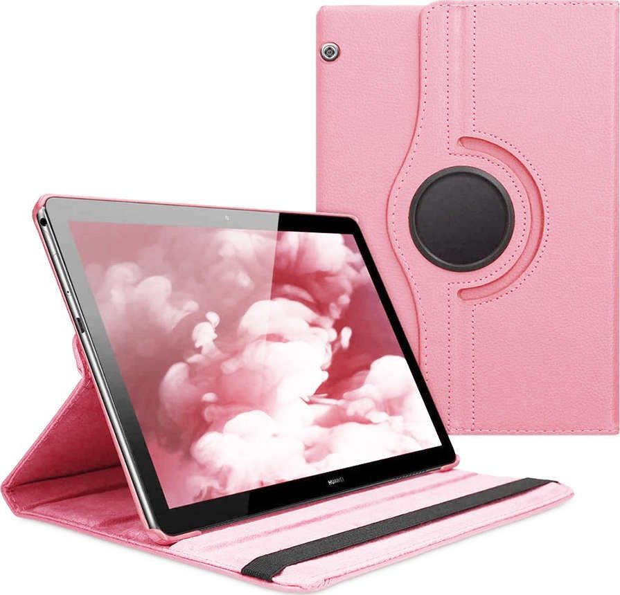 Etui na tablet Alogy Etui obrotowe 360 do Huawei MediaPad T5 10.1 Różowe + Szkło uniwersalny