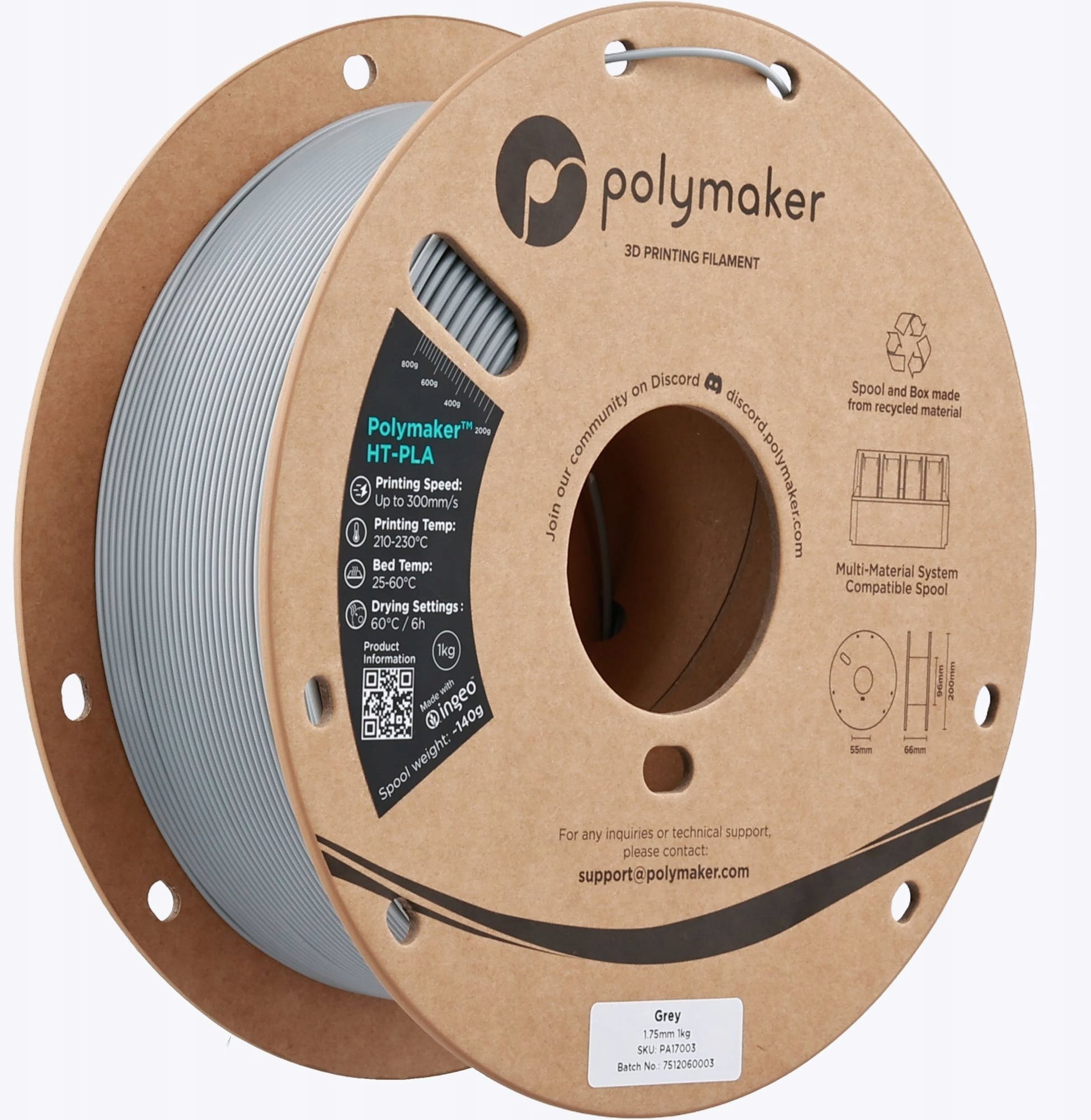 Polmask HT-PLA 1,75mm Grey 1kg (PA17003)