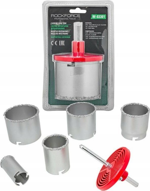 Wiertło Rockforce Zestaw wierteł rdzeniowych do glazury i gresu 7el. (33,53,67,73,83mm)