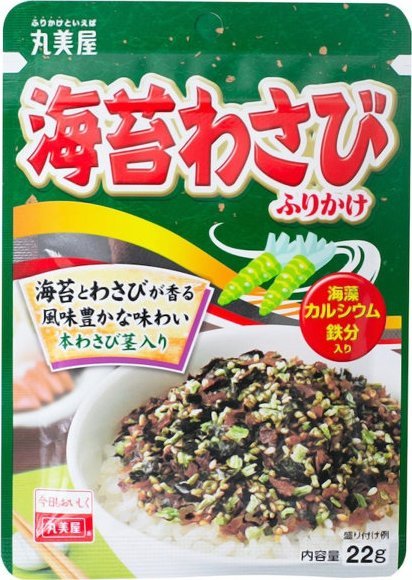 Marumiya Furikake Nori Wasabi, posypka do ryżu wzbogacana 22g -
