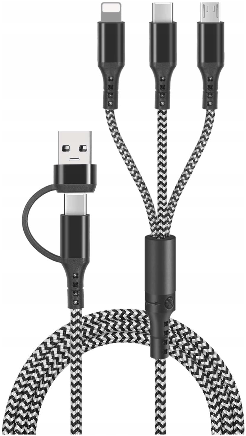 LTC KABEL USB 4w1 SUPERIOR USB-LIGHTING/USB-C/microUSB - USB/USB-C 1,2m 3A CZARNY LTC