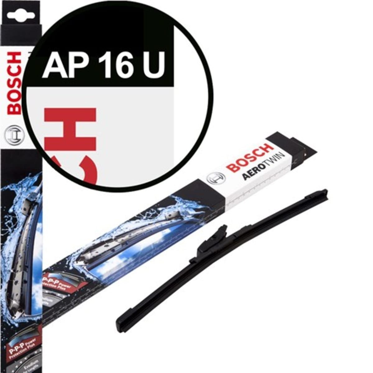 BOSCH frameless car wiper, 400 mm, 4 mounting adapters