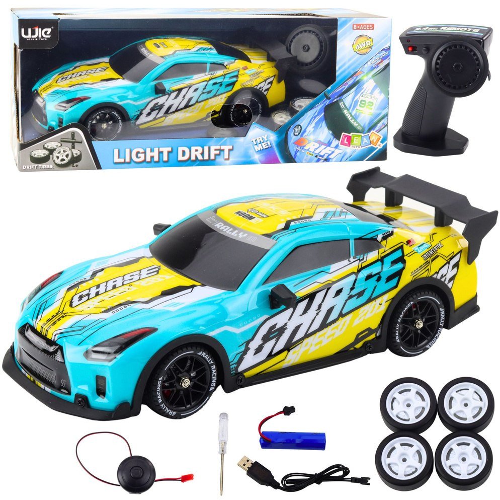 Auto Sportowe Zdalnie Sterowane RC Podświetlana Karoseria Drift Turkusowe