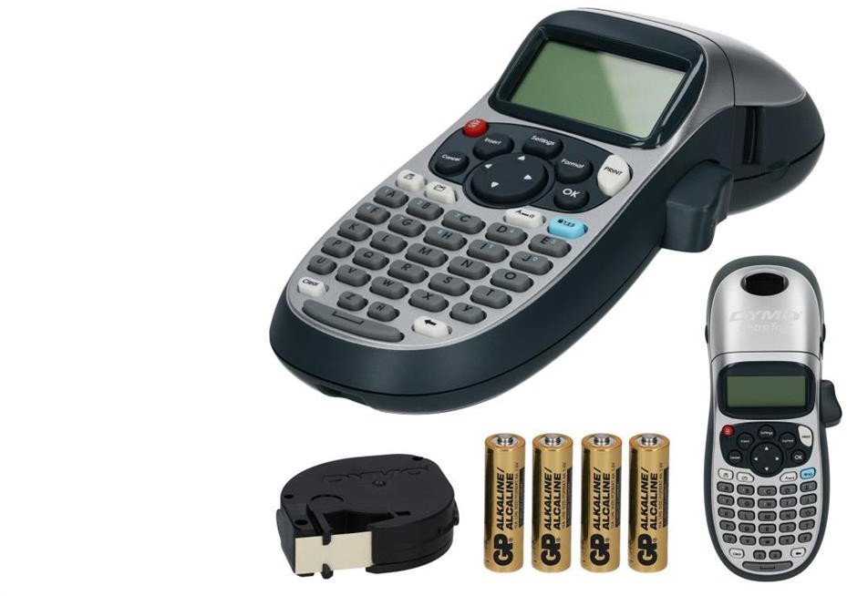 Drukarka DYMO LetraTag LT-100H SILVER dla domu, dzieci, Home Office (LT-XR) 2174577 + taśma DYMO LT 12mm + 4 baterie AA