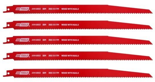 AWTools Brzeszczot BiM do piły szablastej 300mm 6 Z/CAL /5szt /drewno+gwoździe (AW49893)