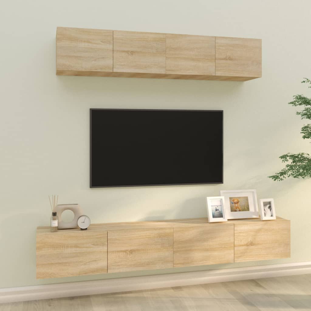 Фото - Вітальня (стінка) VidaXL Zestaw 4 szafek TV, dąb sonoma, materiał drewnopochodny 