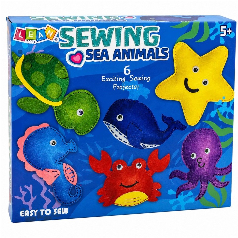 LeanToys Zestaw Kreatywny Pluszaki Do Szycia Filcowe Zwierzęta Morskie DIY 6 szt.