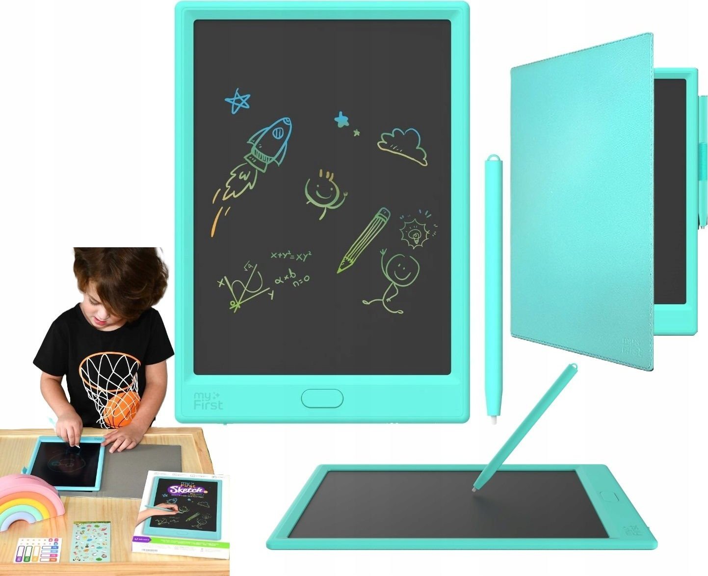 My First Tablet Do Rysowania 10” Lcd Dla Dzieci Z Rysikiem Deska Kreślarska Znikopis + Futerał Skórzany / Sketch Pro Neo