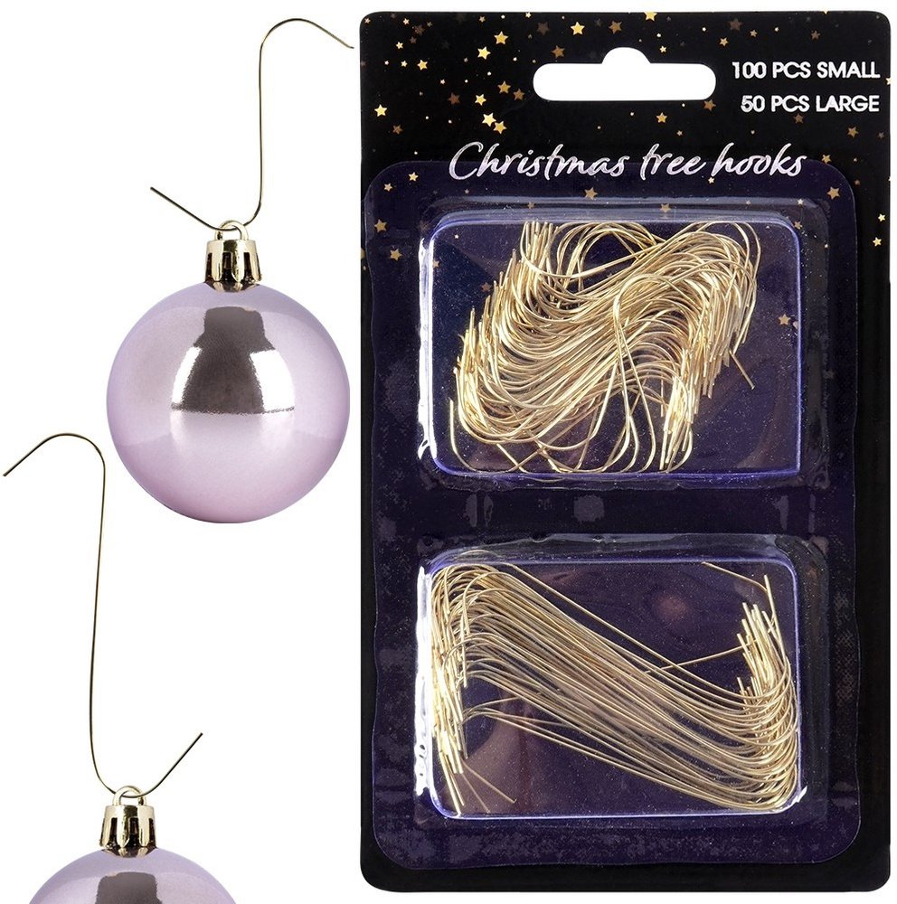 Party Deco Zawieszki Haczyki 150 szt. VILDE Metalowe Złote na Bombki 4/6 cm (ORI_839413)