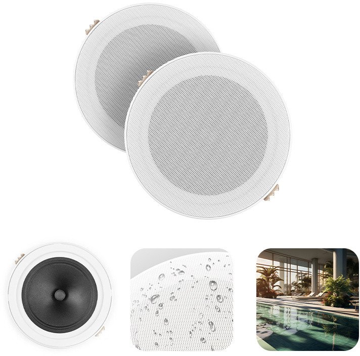 Power Dynamics Zestaw głośników sufitowych MSLP50 5" niskoprofilowych o mocy 80 W one size