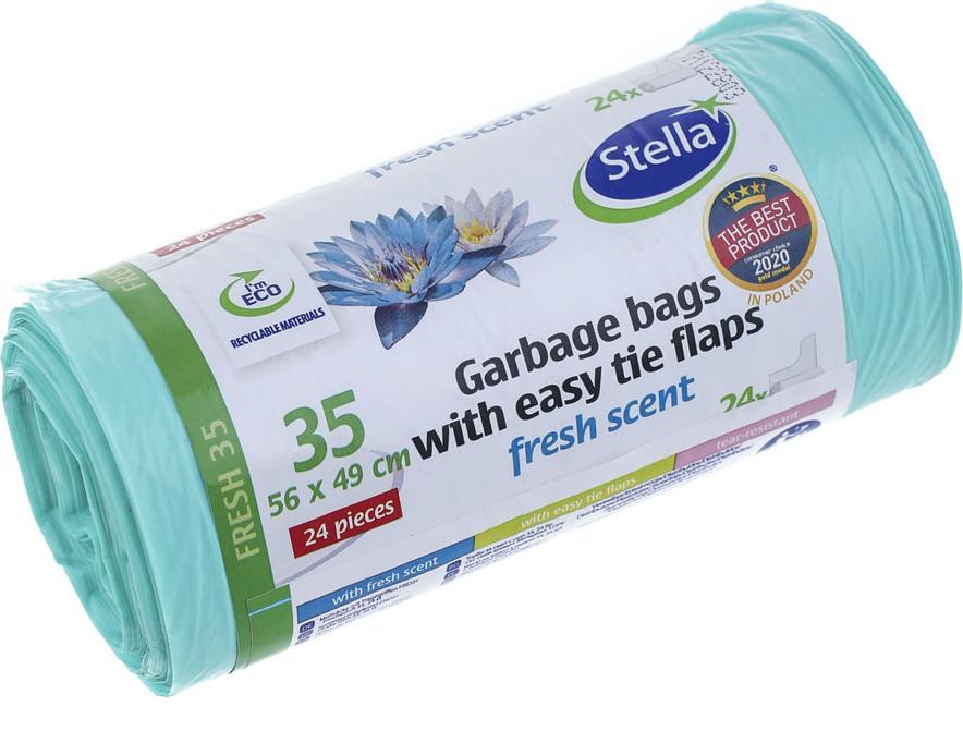 Stella ST Worki na śmieci z uszami FRESH - świeży zapach 35L 24szt ENG Snake Brak