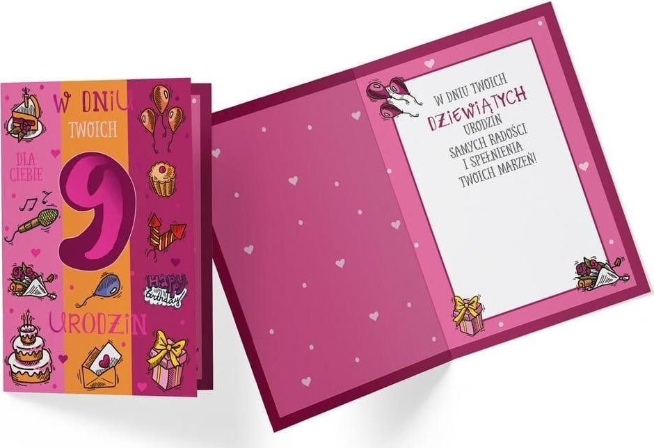 KUKARTKA Karnet PR-333 Urodziny 9 dziewczynka