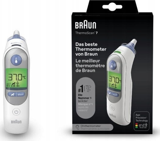 Braun IRT6525 termometr elektroniczny Termometr kontaktowy Biały Ucho Przyciski