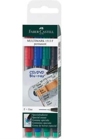 Faber-Castell Zestaw 4 foliopisy - markery permanentne 4 kolory