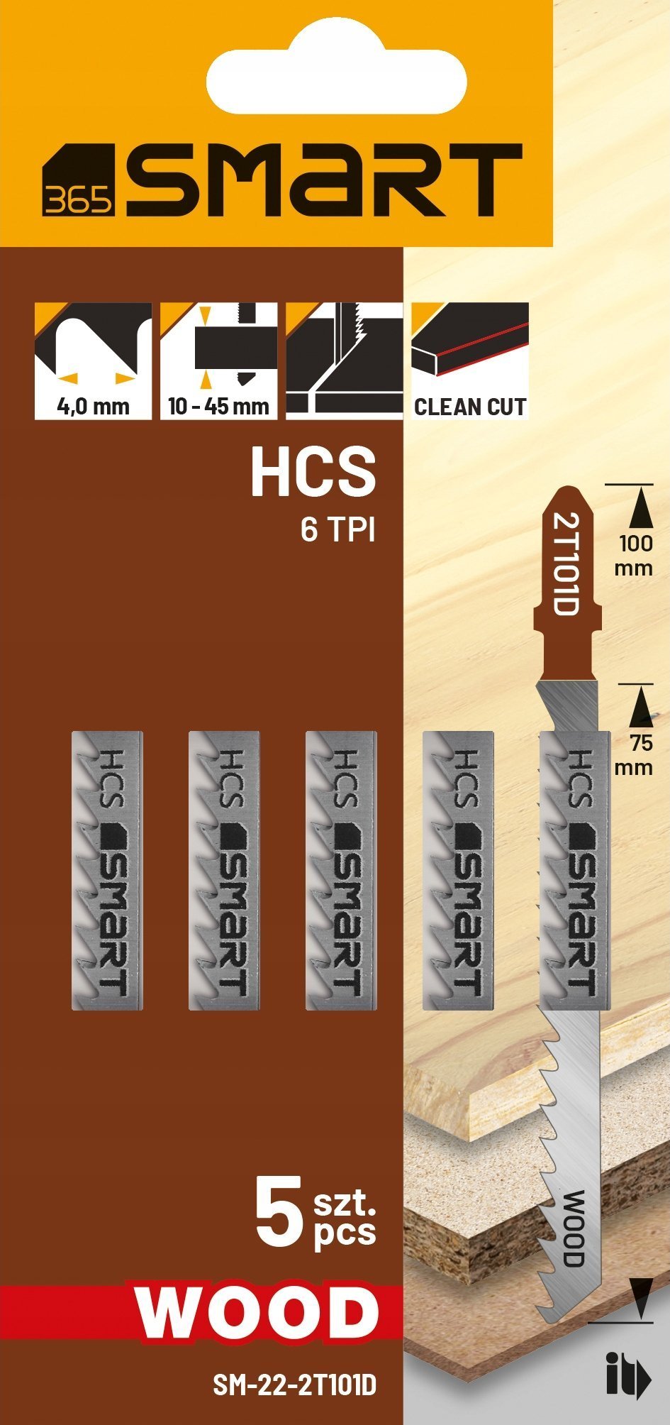 Smart brzeszczot do wyrzynarki 6 tpi, clean wood /5 szt./ smart